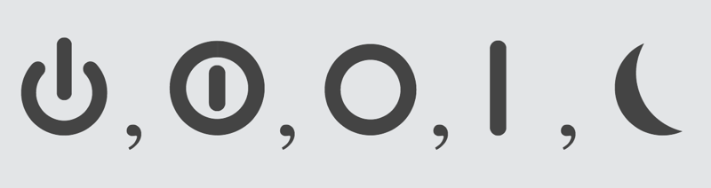 Nuevos símbolos de “power”, “on/off”, “off”, “on” y “standby”